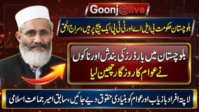 لاپتہ افراد بازیاب اور عوام کو بنیادی حقوق دیے جائیں، سابق امیر جماعت اسلامی